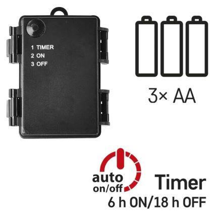 LED Kerst lichtsnoer voor buiten 80xLED/3xAA 6,1m IP44 koud wit