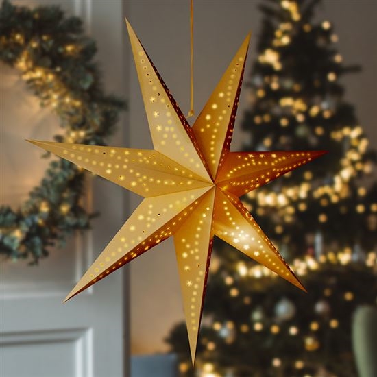 LED kerstdecoratie 20xLED/2xAA 60 cm warm wit gouden ster