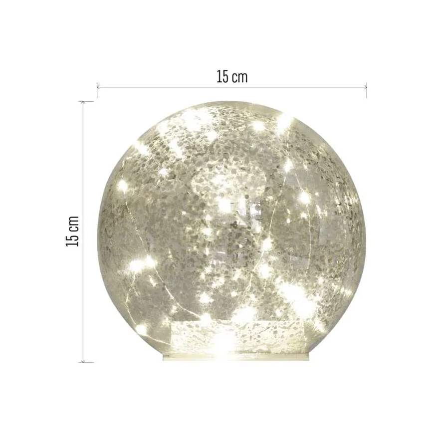 LED-kerstdecoratie 20xLED/3xAA kerstballen Ø 15 cm