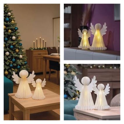 LED kerstdecoratie 20xLED/6xAA engelen