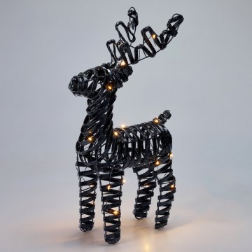 LED kerstdecoratie 30xLED/3xAA 37 cm warm wit rendier/zwart