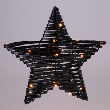 LED kerstdecoratie 30xLED/3xAA 40 cm warm wit ster/zwart