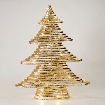 LED Kerstdecoratie 60xLED/3xAA 60 cm warm wit kerstboompje/goud