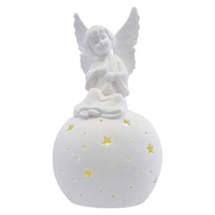 LED kerstdecoratie LED/0,4W/2xAA keramische engel