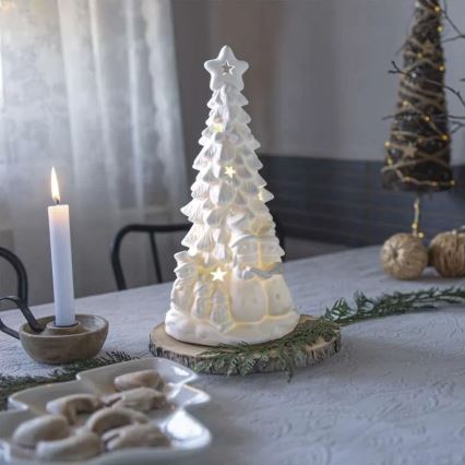 LED kerstdecoratie LED/2xAA warm wit kerstboompje