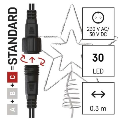 LED Kerstdecoratie voor buiten 30xLED/4W/30V IP44 koud wit
