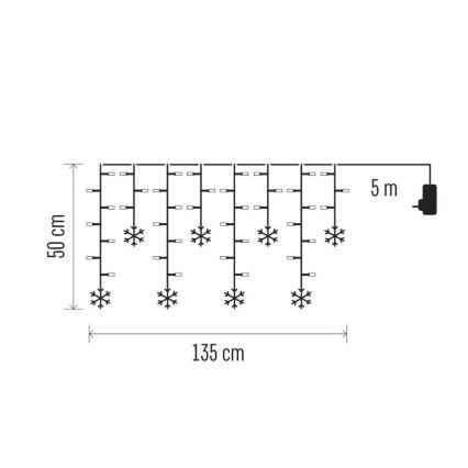 LED Kerstgordijn 60xLED/1,35W 635x50 cm koud wit