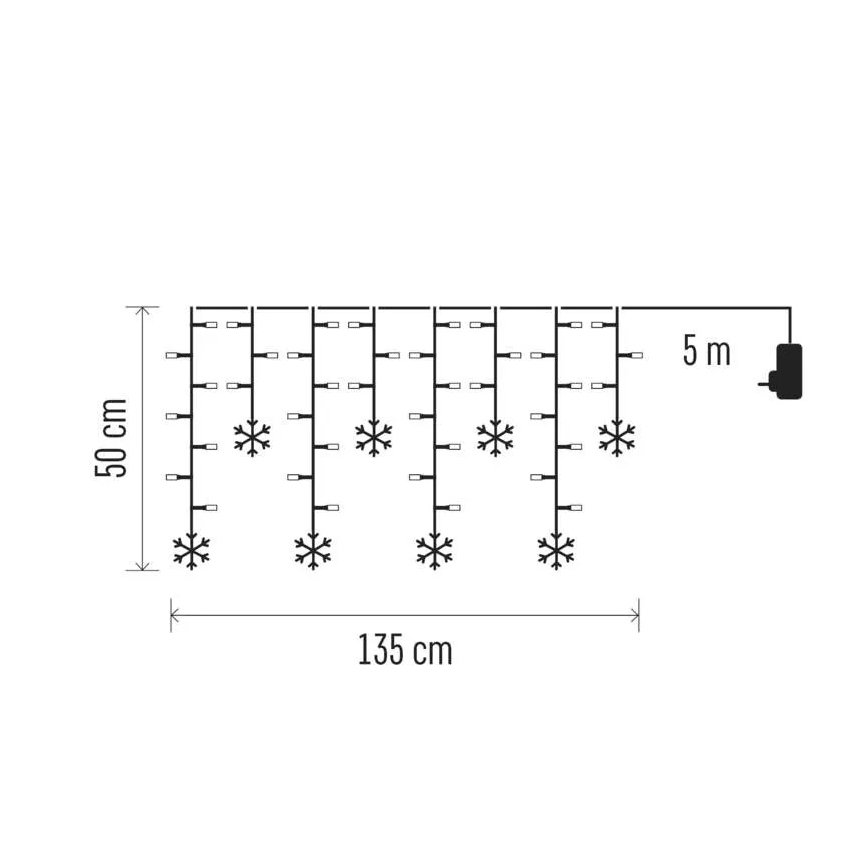 LED Kerstgordijn 60xLED/1,35W 635x50 cm koud wit