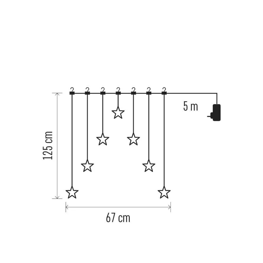 LED kerstgordijn 70xLED/3,6W 567x125 cm warm wit