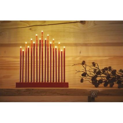 LED kerstkandelaar 17xLED/3xAA rood