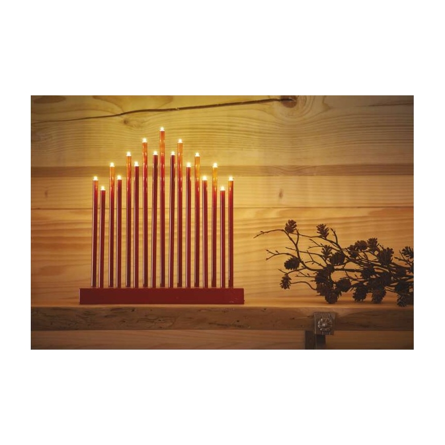 LED kerstkandelaar 17xLED/3xAA rood