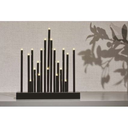 LED kerstkandelaar 20xLED/3xAA zwart