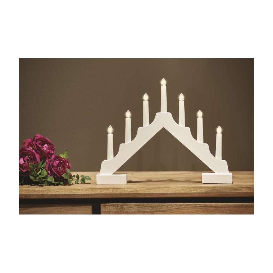 LED kerstkandelaar 7xLED/2xAA wit