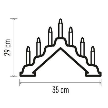 LED kerstkandelaar 7xLED/2xAA wit