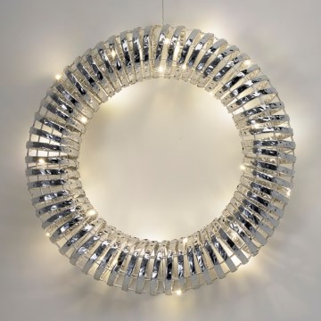 LED kerstkrans 30xLED/3xAA Ø 40 cm warm wit krans/zilver