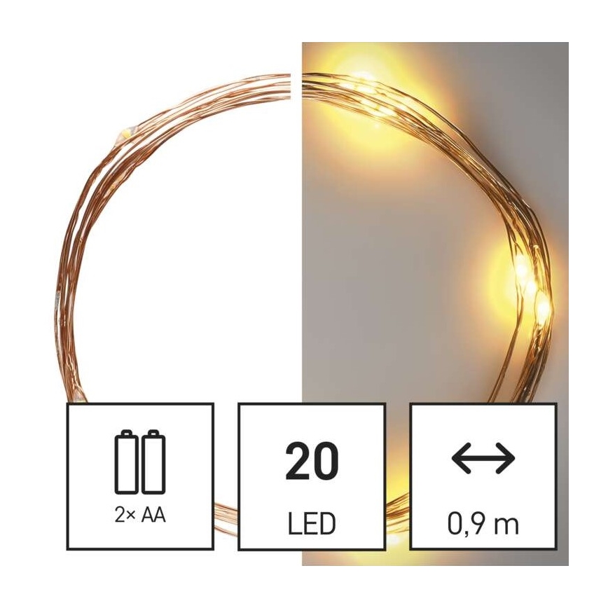 LED kerstlichtsnoer 20xLED/2,4m warm wit