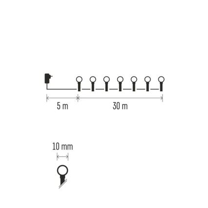 LED kerstlichtsnoer 300xLED/8 functies 35m IP44 warm wit
