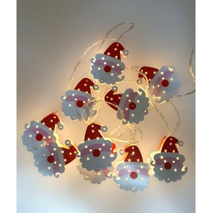 LED kerstlichtsnoer voor buiten 10xLED/2xAA 1,65 m IP44 warm wit kerstman