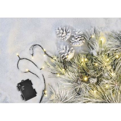 LED kerstlichtsnoer voor buiten 120xLED/3xAA 8,9m IP44 warm wit