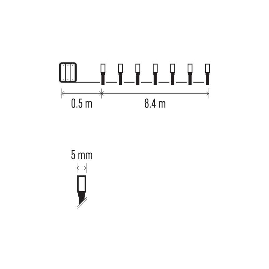 LED kerstlichtsnoer voor buiten 120xLED/3xAA 8,9m IP44 warm wit
