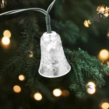 LED kerstlichtsnoer voor buiten 20xLED/2xAA 2,2 m IP44 multikleurige belletjes
