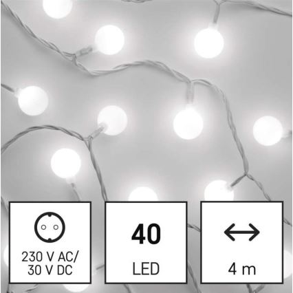 LED kerstlichtsnoer voor buiten 40xLED/9m IP44 koelwit