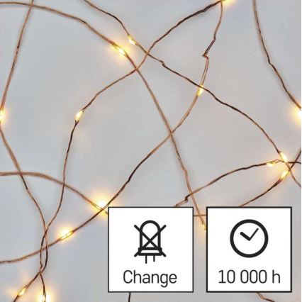 LED kerstlichtsnoer voor buiten, 40xLED/9m, IP44, warm wit