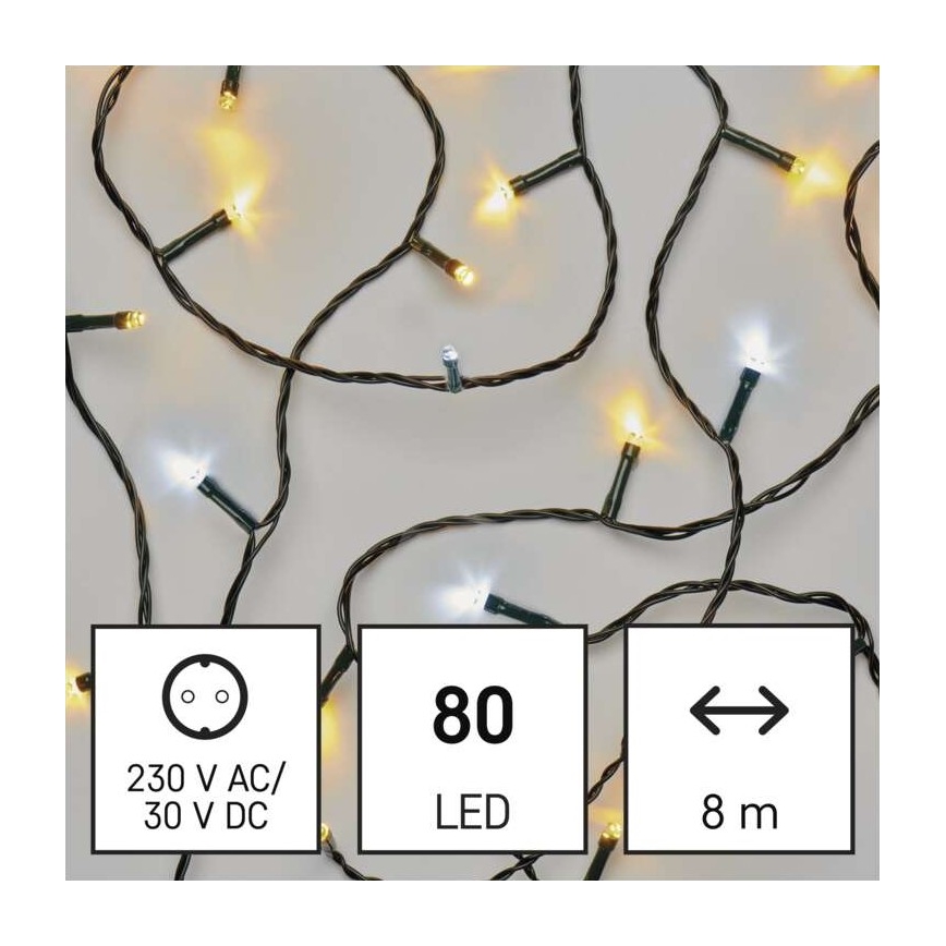 LED kerstlichtsnoer voor buiten 80xLED/2 functies 13m IP44 warm/koud wit