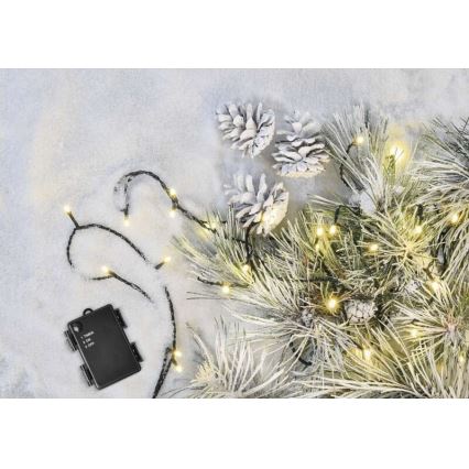 LED kerstlichtsnoer voor buiten 80xLED/3xAA 6,1m IP44 warm wit