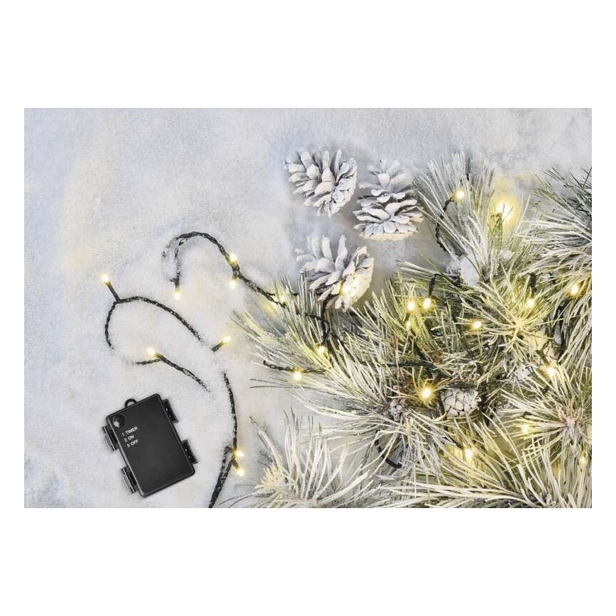 LED kerstlichtsnoer voor buiten 80xLED/3xAA 6,1m IP44 warm wit