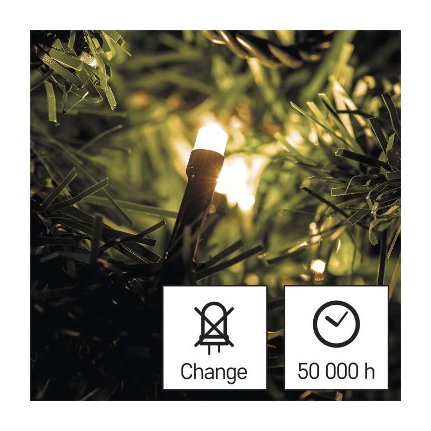 LED kerstlichtsnoer voor buiten 80xLED/3xAA 6,1m IP44 warm wit