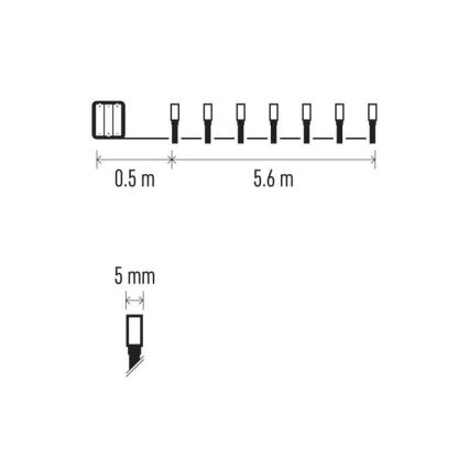 LED kerstlichtsnoer voor buiten 80xLED/3xAA 6,1m IP44 warm wit