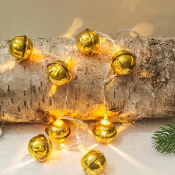 LED-kerstslinger 10xLED/2xAA/warm wit 1,8m belletjes