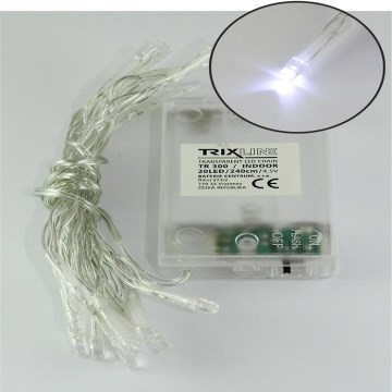 LED kerstsnoer 20xLED/2 functies 2,4m koud wit