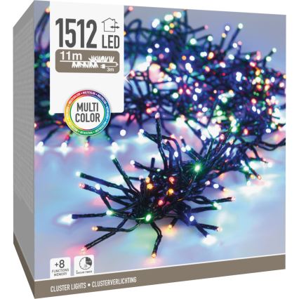 LED kerstsnoer voor buiten 1512xLED/230V/8 functies 14 m IP44 meerkleurig