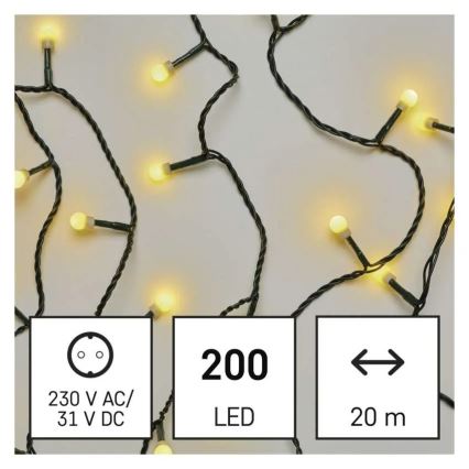 LED kerstverlichting 200xLED/8 functies 20m IP44 warm wit