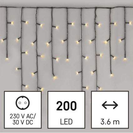 LED kerstverlichting voor buiten 200xLED/8 modi 8,6m IP44 warm wit