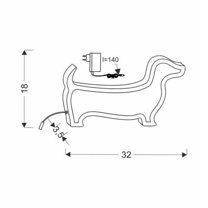LED Kinderbureau lamp DOG LED/12W/230V zwart