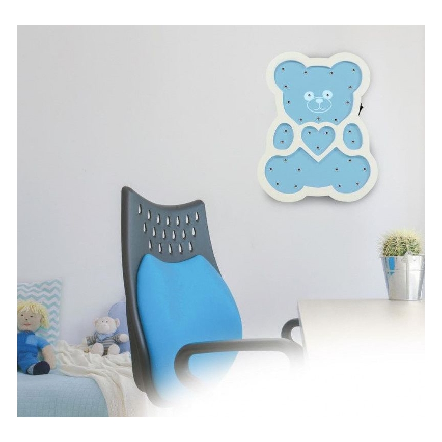 LED Kinderlamp LED/2xAA blauwe beer