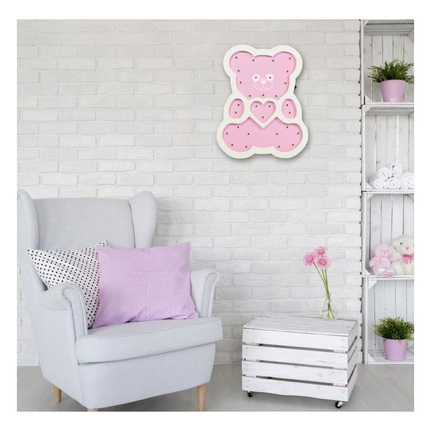 LED Kinderlamp LED/2xAA roze beer