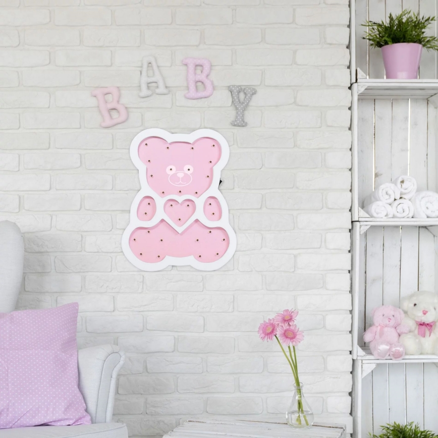 LED Kinderlamp LED/2xAA roze beer
