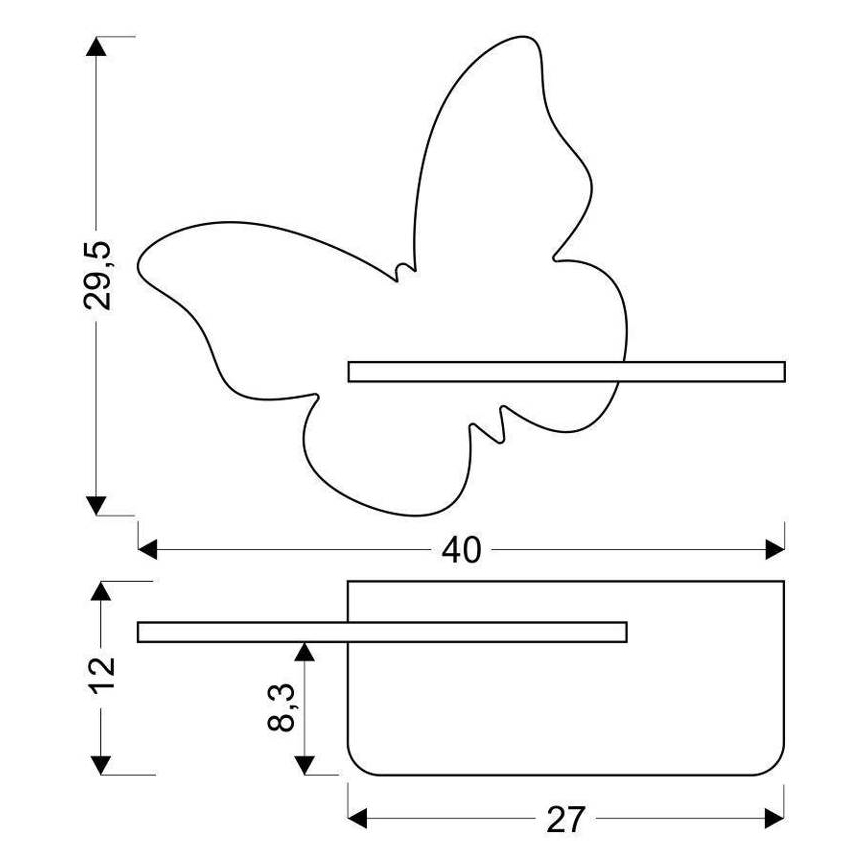 LED Kinderwandlamp met plank BUTTERFLY LED/5W/230V groen/hout