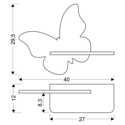 LED Kinderwandlamp met plank BUTTERFLY LED/5W/230V roze/hout