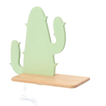 LED Kinderwandlamp met plank CACTUS LED/4W/230V groen/hout