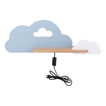 LED Kinderwandlamp met plank CLOUD LED/5W/230V blauw/wit,