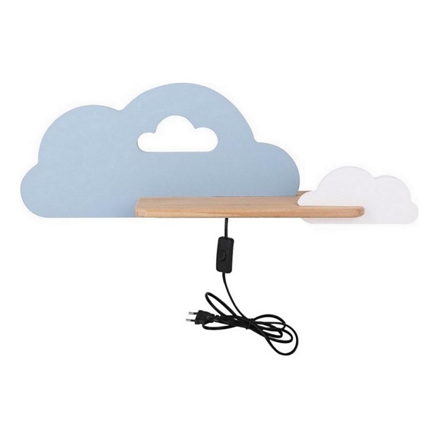 LED Kinderwandlamp met plank CLOUD LED/5W/230V blauw/wit,