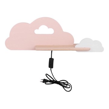 LED Kinderwandlamp met plank CLOUD LED/5W/230V roze/wit,