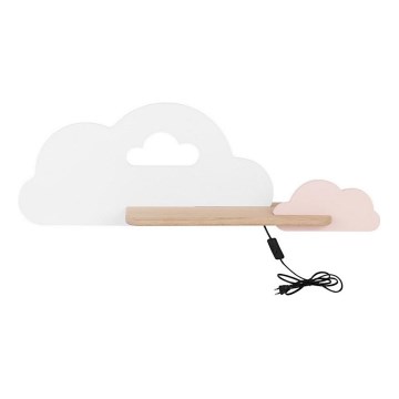 LED Kinderwandlamp met plank CLOUD LED/5W/230V wit/roze,