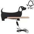 LED kinderwandlamp met plank DOG LED/5W/230V zwart/hout