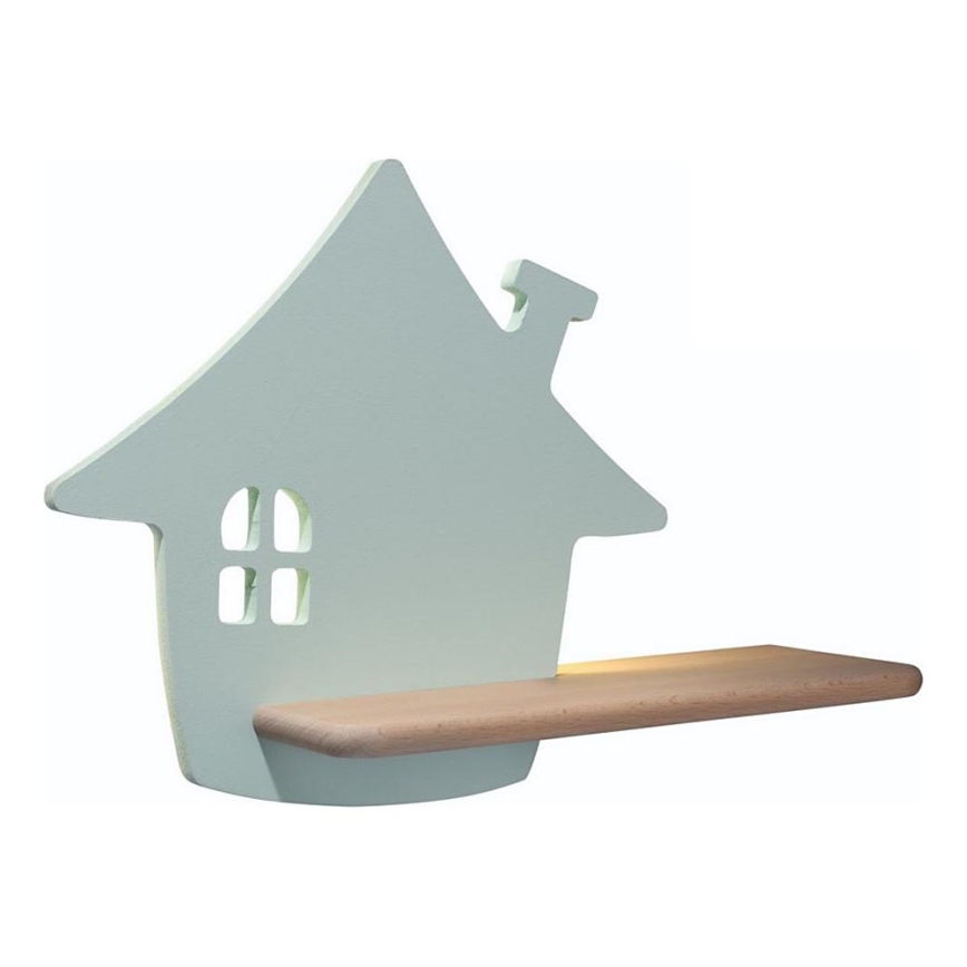 LED Kinderwandlamp met plank HOUSE LED/4W/230V groen/hout,